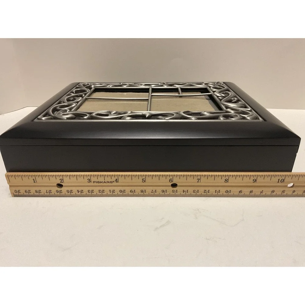 Royal Limited Wood Collage Box 5 Opening Photo Frame Lid‎ Black Silver 84780K